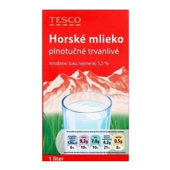 Tesco Horské plnotučné mlieko trvanlivé 1 l od 0,89 € - Heureka.sk