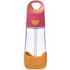 Plastová fľaša na pitie so slamkou b.box - ružová/oranžová 450 ml