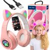 BEZDRÔTOVÉ SLÚCHADLÁ PRE DETI BLUETOOTH MIKROFÓN MAČACIE UŠI LED RGB