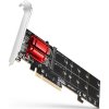 AXAGON PCEM2-ND, PCIe x8 radič - 2x M.2 NVMe M-key slot, RAID, podpora dosiek bez bifurkace, vr. LP