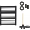 CERANO - Kúpeľňový radiátorový set Antonio - ústredné vykurovanie - bočné jednobodové pripojenie - 351W - čierna matná - 660x550 mm CER-663547