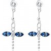 Šperky eshop - Strieborné 925 náušnice, visiaca vážka, modré a číre krištále Swarovski I31.08