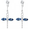 Šperky eshop - Strieborné 925 náušnice, visiaca vážka, modré a číre krištále Swarovski I31.08
