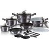 BerlingerHaus BH-6887 Carbon PRO sada hrncov s mramorovým povrchom 18ks