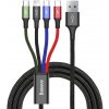Baseus CA1T4-B01 USB 4v1 Lightning / 2x USB typu C / micro USB s nylonovým opletením 3,5A, 1,2m, černý