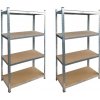 CH Sada dvoch 4- policových kovových úložných regálov Tosca I. 150 x 70 x 30 cm