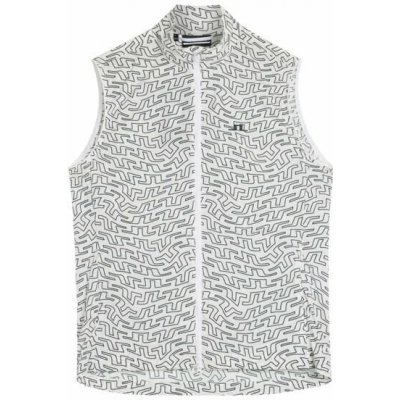 J.Lindeberg Ash Light Packable Golf Vest Print White Outline Bridge Swirl