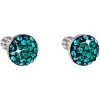 Evolution Group Strieborné náušnice kôstky s krištálmi Swarovski zelené okrúhle 31336.3 magic green, darčekové balenie