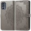 Peňaženkové puzdro Embossing Pattern Mandala Flower sivé – Motorola Moto G42