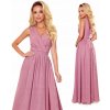 Gerda dlhé spoločenské šaty s výstrihom a trblietkami 362-1 ružové