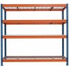Majster Regál Kovové regály BULLRACK RIVET PRO 200x200x60 oceľová mriežka 5 úrovní modro-oranžová, Modrá/Oranžová