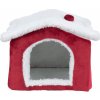Xmas Cuddly CAVE - plyšový domček pre myš/škrečka, 15 x 12 x 15 cm, červená/biela