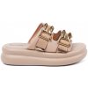 SEASTAR Flip-flops with gold buckles on the platform beige krémová 40 SEASTAR 0000296826865