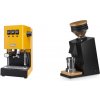 Gaggia New Classic E24, yellow + Eureka Mignon Single Dose, Black & Oak