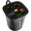 Dvojitá CL zásuvka s 3x USB+voltmetrom do držiaka nápojov (34511G)