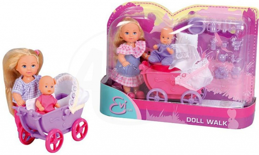 Simba Evi Love bábika Evička doll walk s kočárkem v kalhotách