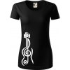 Husľový kľúč gitara - Dámske tričko z organickej bavlny Origin (GOTS) - M ( Čierna )