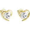 Pozlátené strieborné náušnice pecka s kryštálmi Swarovski biele srdce 31259.1