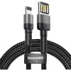 Baseus CALKLF-HG1 Cafule Kábel USB to Lightning Double Sided 1.5A 2m Grey/Black 6953156283374