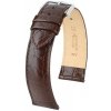Remienok Hirsch Crocograin - hnedý - 14 mm - L – Štandardná dĺžka (doporučujeme) - 12 mm - Zlatá + 5 rokov záruka a darček ZADARMO