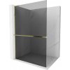 MEXEN/S - Kioto+ L Sprchová zástena WALK-IN s poličkou a držiakom uterákov 110 x 200, grafit, zlatá 800-110-123-50-40