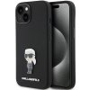 Karl Lagerfeld čierne silikónové puzdro Ikonik Metal Pin pre iPhone 15 Plus 6.7