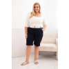 Legínovo Dámske bavlnené kraťasy Plus Size s opaskom hnedé Farba: Námornícka modrá, Veľkosť: 2XL