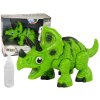 LEAN TOYS Interaktívny dinosaurus Triceratops s vodnou parou, zvukom - zelený
