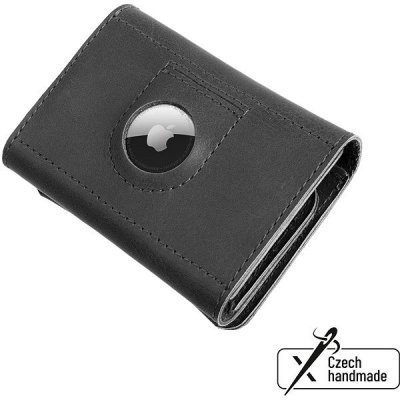 FIXED Tripple Wallet for AirTag z pravej hovädzej kože čierna