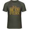 Mymate Predĺžené Tričko MY111 - Dizajn - It's Beer O Clock - Olive / Heather Olive - XL - Pánske