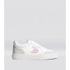 VALLELY White Leather Vintage White Suede Blush Pink Logo Sneaker