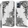 Peňaženkové 3D puzdro na Motorola Moto G13 / G23 / G53 5G - Diagonal Black Flower
