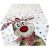 Vianočný gobelínový behúň na stôl Veselý Sobík Chenille IT031 Béžová 40x130 cm
