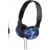SONY headset náhlavní MDRZX310APL/ sluchátka drátová + mikrofon/ 3,5mm jack/ citlivost 98 dB/mW/ modrá