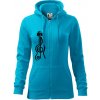 Husľový kľúč gitara - Mikina dámska trendy zipper s kapucňou - M ( Svetlý tyrkys )