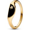 Pandora Očarujúce pozlátený prsteň s čiernou glazúrou ME Shine 163325C01 58 mm