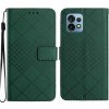 Peňaženkové kožené puzdro Rhombic Grid na Motorola Edge 40 Pro - Zelená