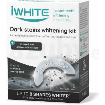 iWHITE Dark Stains Sada na bielenie zubov s mikroperlami s aktívnym uhlím 10 jednorazových aplikátorov