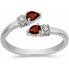 Nefertitis Prsteň strieborný s brúseným granátom a zirkónmi Ag 925 016430 GT - 52 mm (US 6), 2,1 g