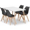 Jedálenský stôl ADRIA biely so štyrmi stoličkami MARK čierne