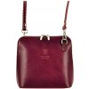 Diva Kožená malá dámska crossbody kabelka bordová