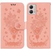 Peňaženkové kožené puzdro Butterfly Rose na Motorola Moto G13 / G23 / G53 5G - Ružová