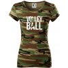 Volleyball nápis - Dámske maskáčové tričko - 2XL ( Hnedý maskáč )