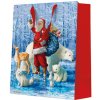 Darčeková taška stredná - Santa Claus with animals 20 x 10 x 25 cm