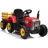 Megacar detský elektrický traktor s vlečkou XMX611, 2x 45W, 12V, 4,5Ah, EVA kolesá, diaľkové ovládanie, vlečka, USB, MP3, SD karty červený