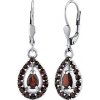 Silvego Strieborné náušnice visiace Gabby s prírodnými granátmi JSW2046SGRKL
