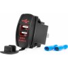 Vodotesná nabíjačka na telefón v tvare lode s ČERVENÝM LED podsvietením 2xUSB 12/24V AMiO-04228