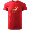 Jeleň a pohoria - Klasické pánske tričko vyššej gramáže - 4XL ( Červená )