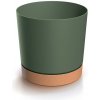 Prosperplast Kvetináč TUBOS PM s miskou tmavo zelený/hnedý, variant 12,8 cm