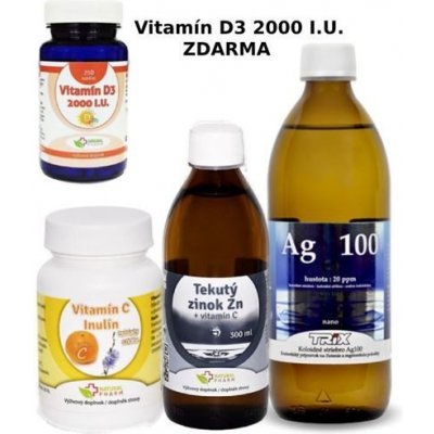 Natural pharm Imunita PACK - Vitamín C, Zinok, koloidné striebro + Vitamín D3 ZDARMA